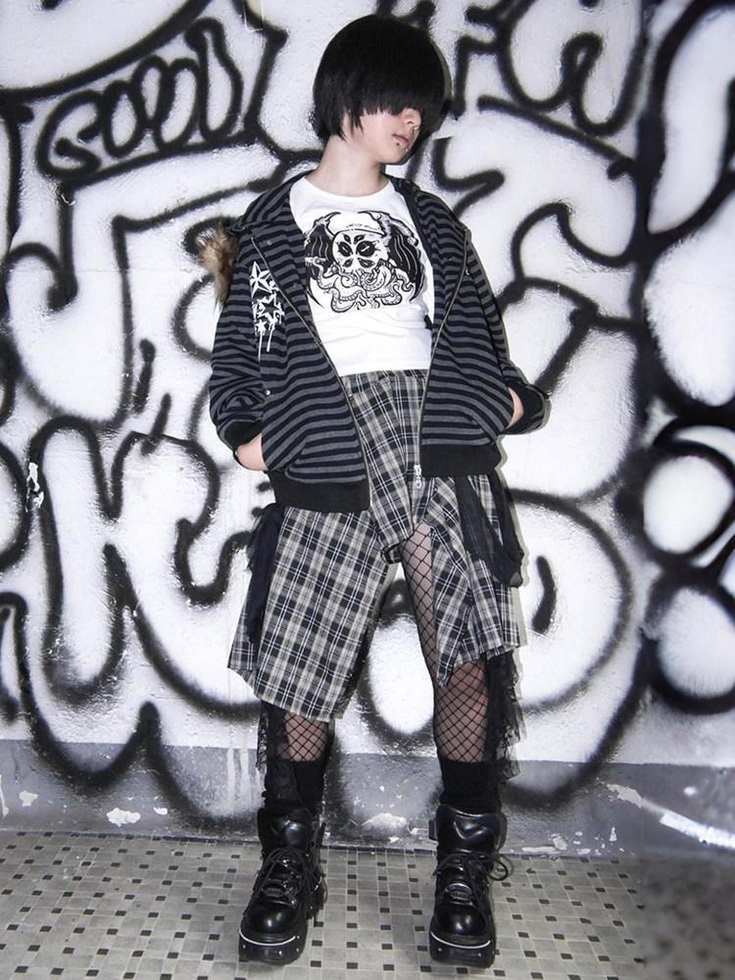 RebelSeed Cthulhu Moth Totem Printed Punk Loose Women's Cotton Long Sleeve T-shirts