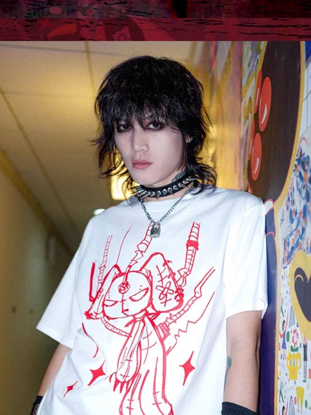 RebelSeed Cyber Bunny Graffiti Punk Oversized Women's Cotton Short Sleeve T-shirts