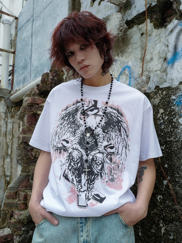 RebelSeed_Dark_Animal_Art_Heat_Transfer_Drop_Shoulder_Women's_Cotton_Short_Sleeve_T-shirts_1040215493614_MISSTT