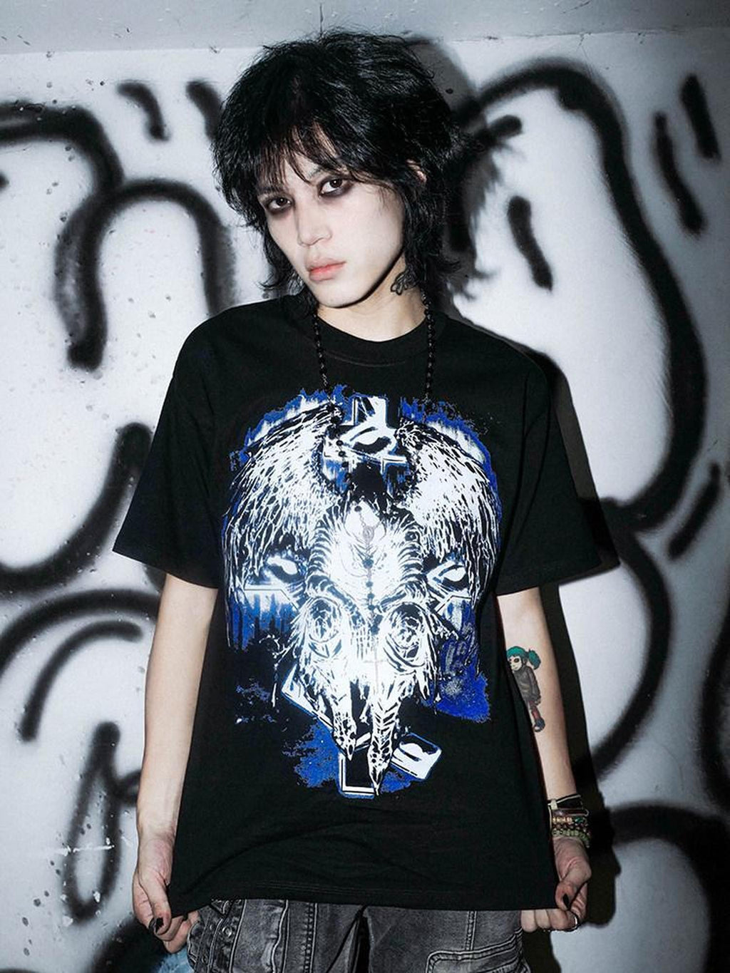 RebelSeed Dark Animal Art Heat Transfer Drop Shoulder Women's Cotton Short Sleeve T-shirts