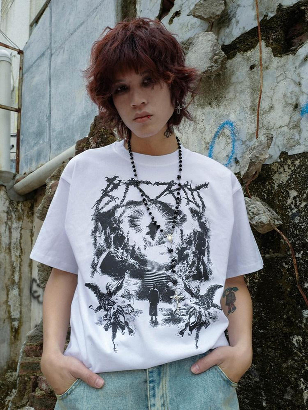 RebelSeed Dark Character Print Heat Transfer Women's 100 Cotton Short Sleeve T-shirts