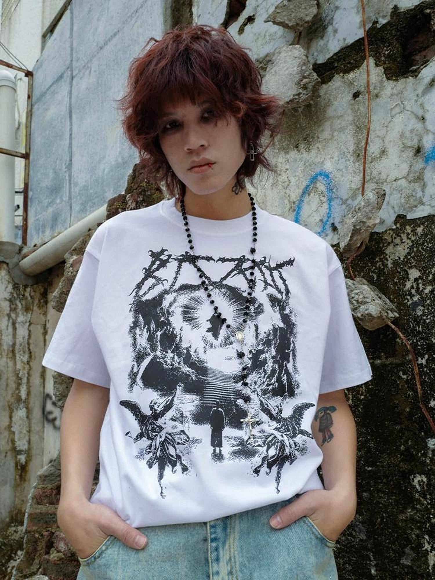 RebelSeed Dark Character Print Heat Transfer Women's 100 Cotton Short Sleeve T-shirts
