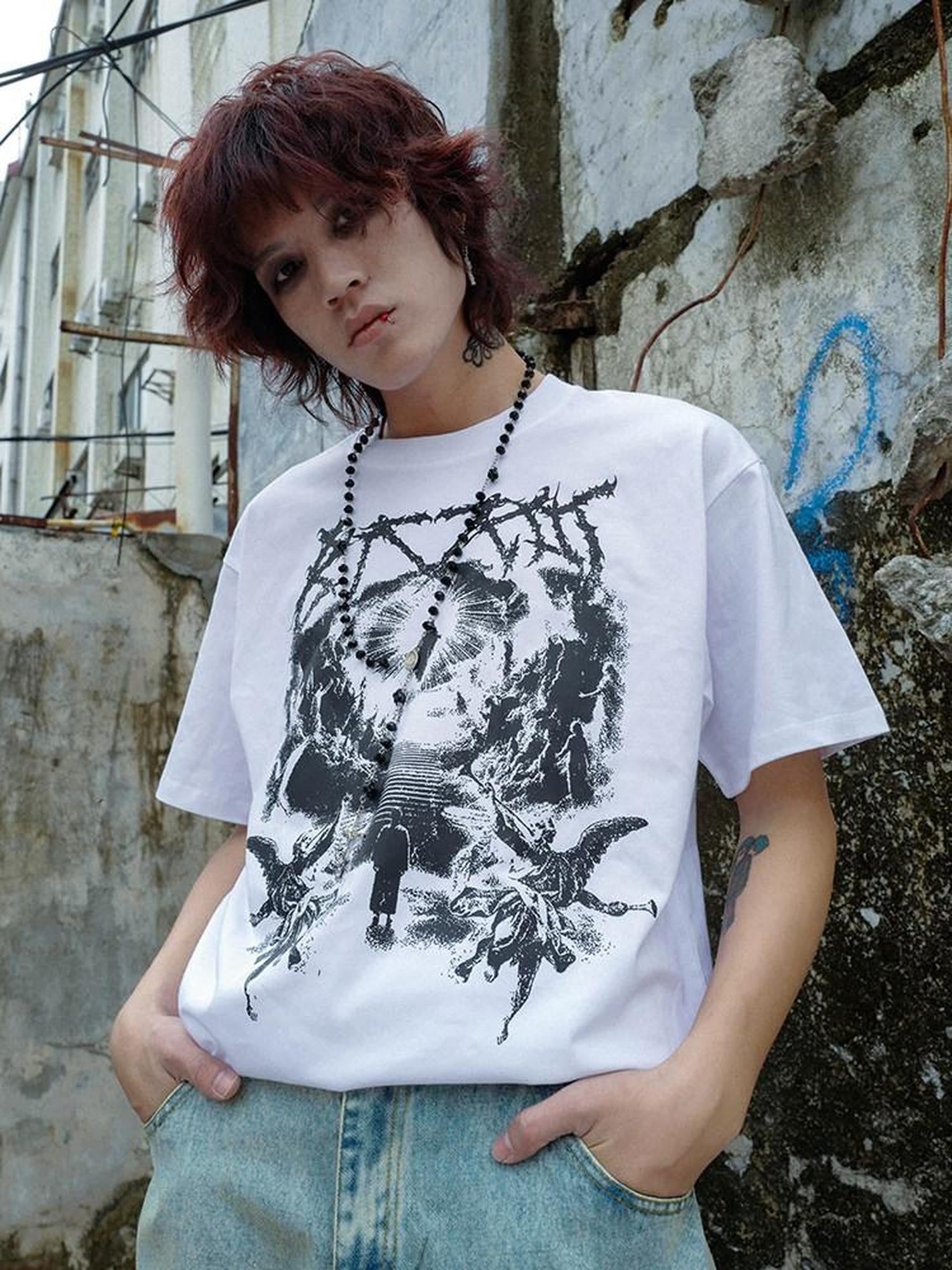 RebelSeed Dark Character Print Heat Transfer Women's 100 Cotton Short Sleeve T-shirts