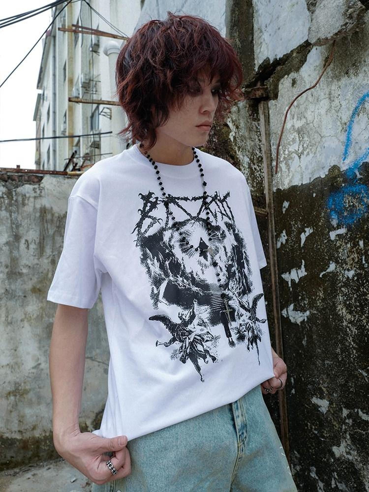 RebelSeed Dark Character Print Heat Transfer Women's 100 Cotton Short Sleeve T-shirts