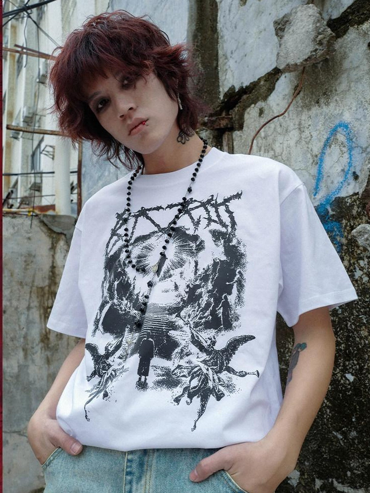 RebelSeed Dark Character Print Heat Transfer Women's 100 Cotton Short Sleeve T-shirts