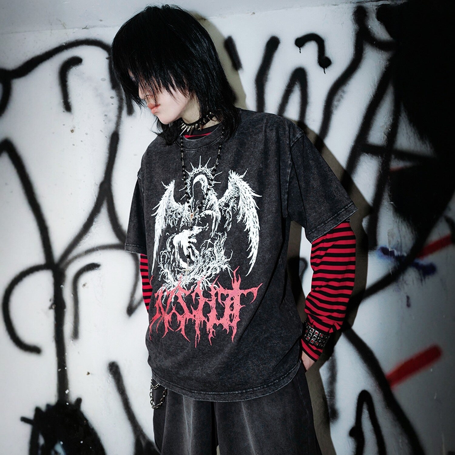 RebelSeed_Dark_Goth_Print_Heat_Transfer_Striped_Women's_Cotton_Long_Sleeve_T-shirts_1013716843848_MISSTT