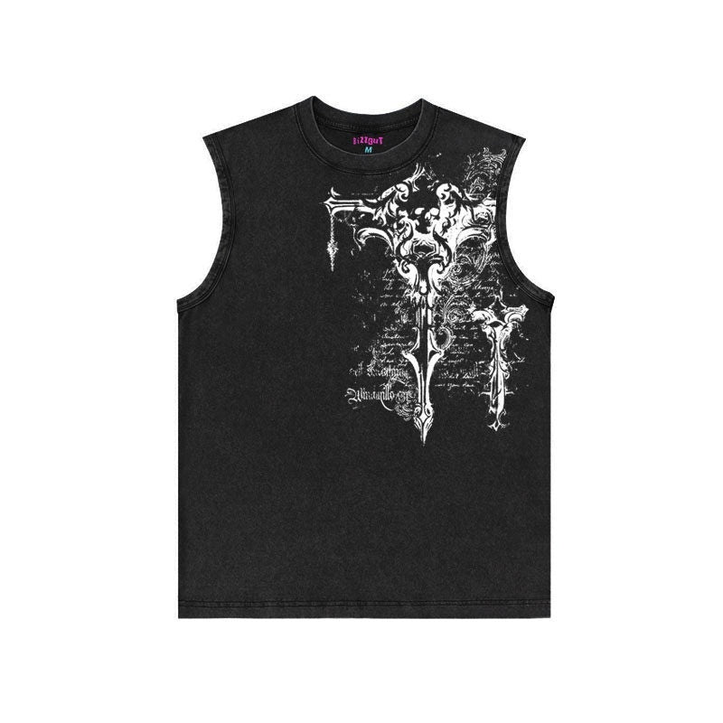 RebelSeed_Dark_Gothic_Geometric_Distressed_Print_Women's_Pure_Cotton_Tank_Tops_812587282391_MISSTT