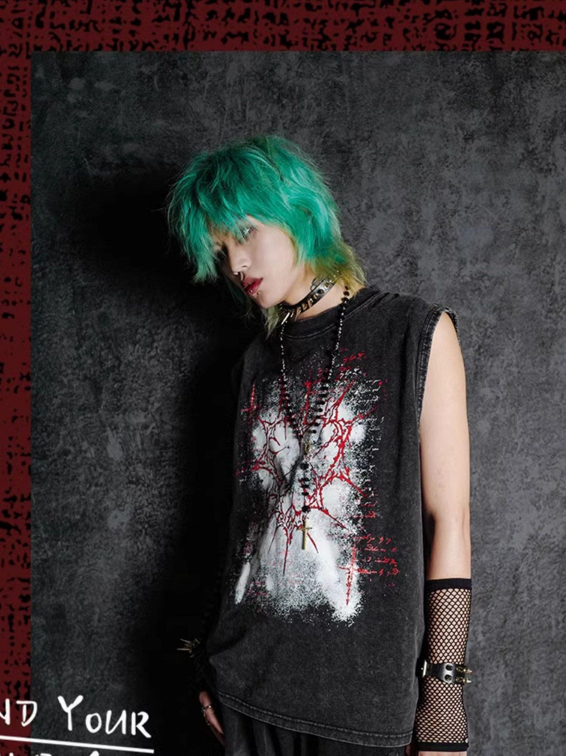 RebelSeed Dark Gothic Graffiti Heat Transfer Distressed Women's Cotton Tank Tops