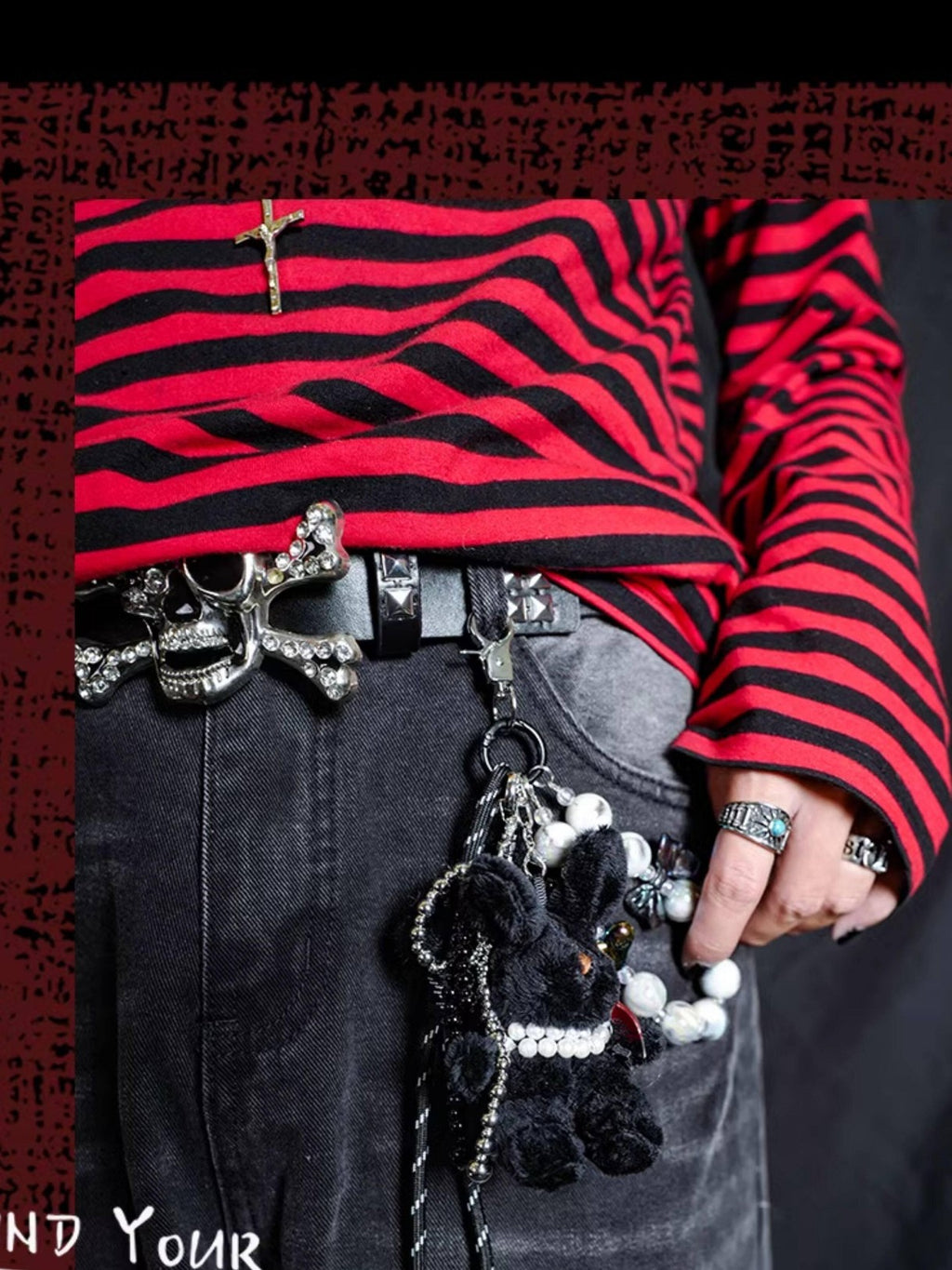 RebelSeed Dark Gothic Punk Rock Rabbit Spider Chain Charm Women's Keychains