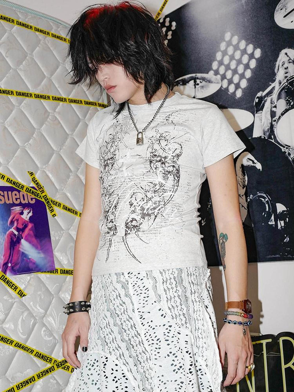 RebelSeed Dark Gothic Totem Print Heat Transfer Women's Cotton Slim Short Sleeve T-shirts