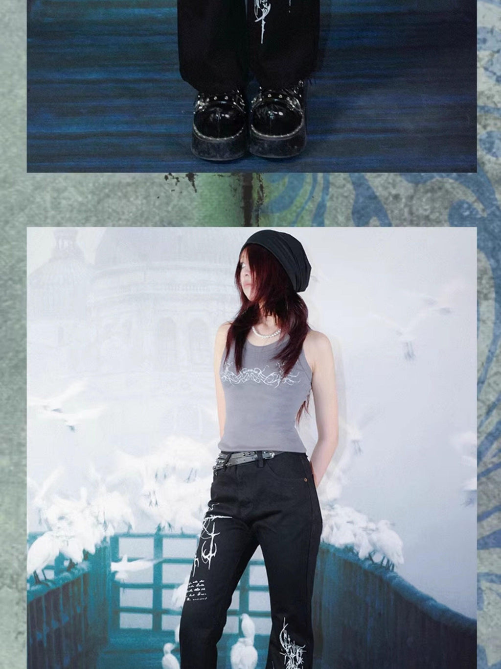 RebelSeed Dark Gothic Totem Subculture Women's Denim Micro Flare Jeans