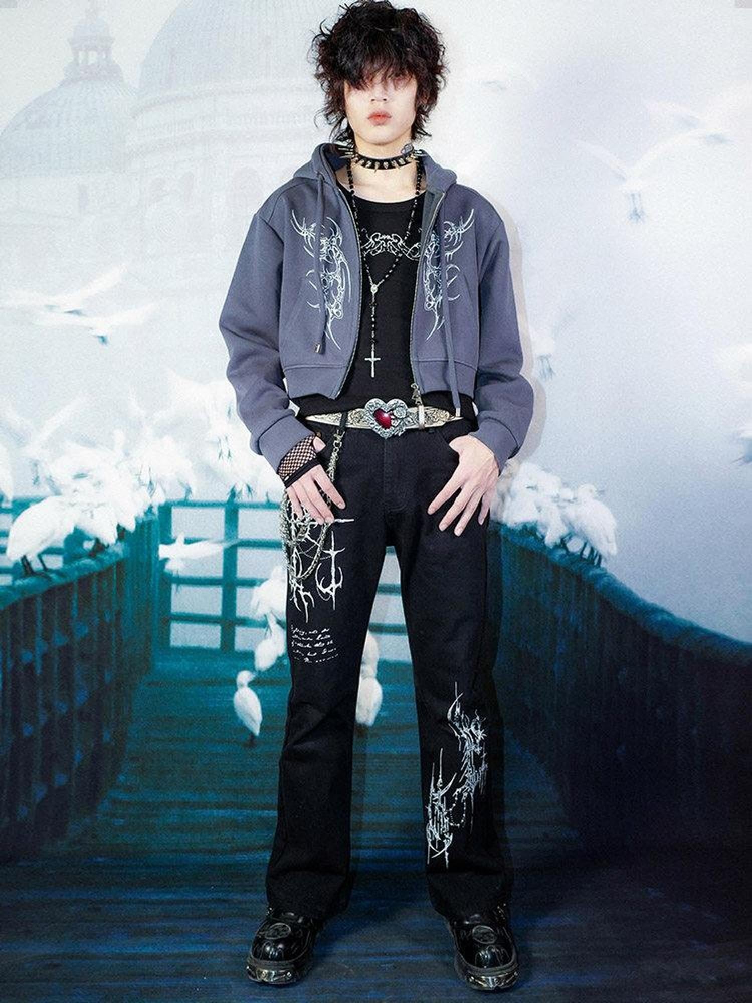 RebelSeed Dark Gothic Totem Subculture Women's Denim Micro Flare Jeans