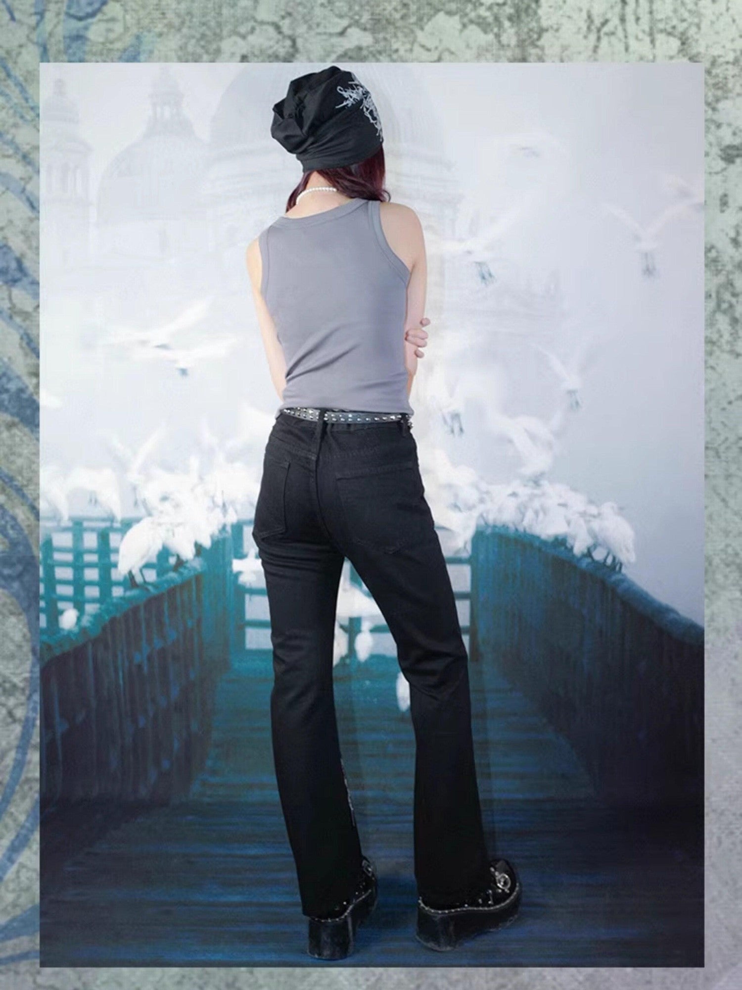 RebelSeed Dark Gothic Totem Subculture Women's Denim Micro Flare Jeans