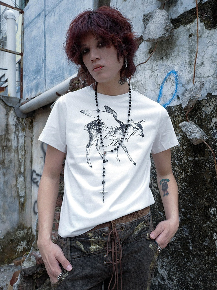 RebelSeed_Dark_Gothic_Unicorn_Rune_Heat_Print_Women's_Cotton_Short_Sleeve_T-shirts_1039264234686_MISSTT