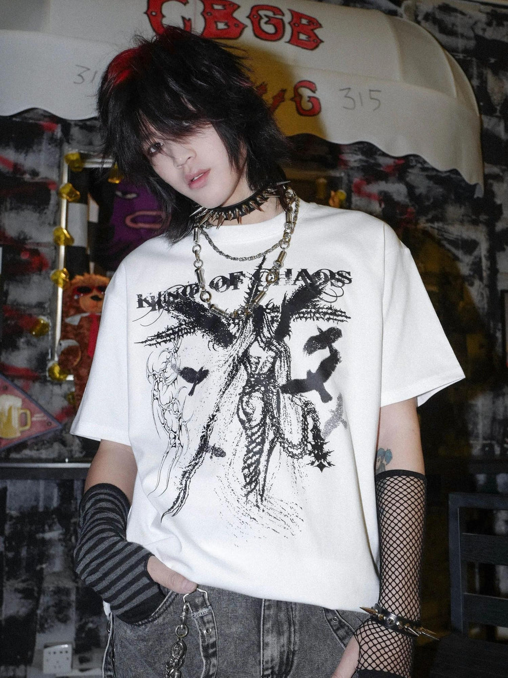 RebelSeed Dark Knight Punk Character Print Women's Cotton Short Sleeve T-shirts