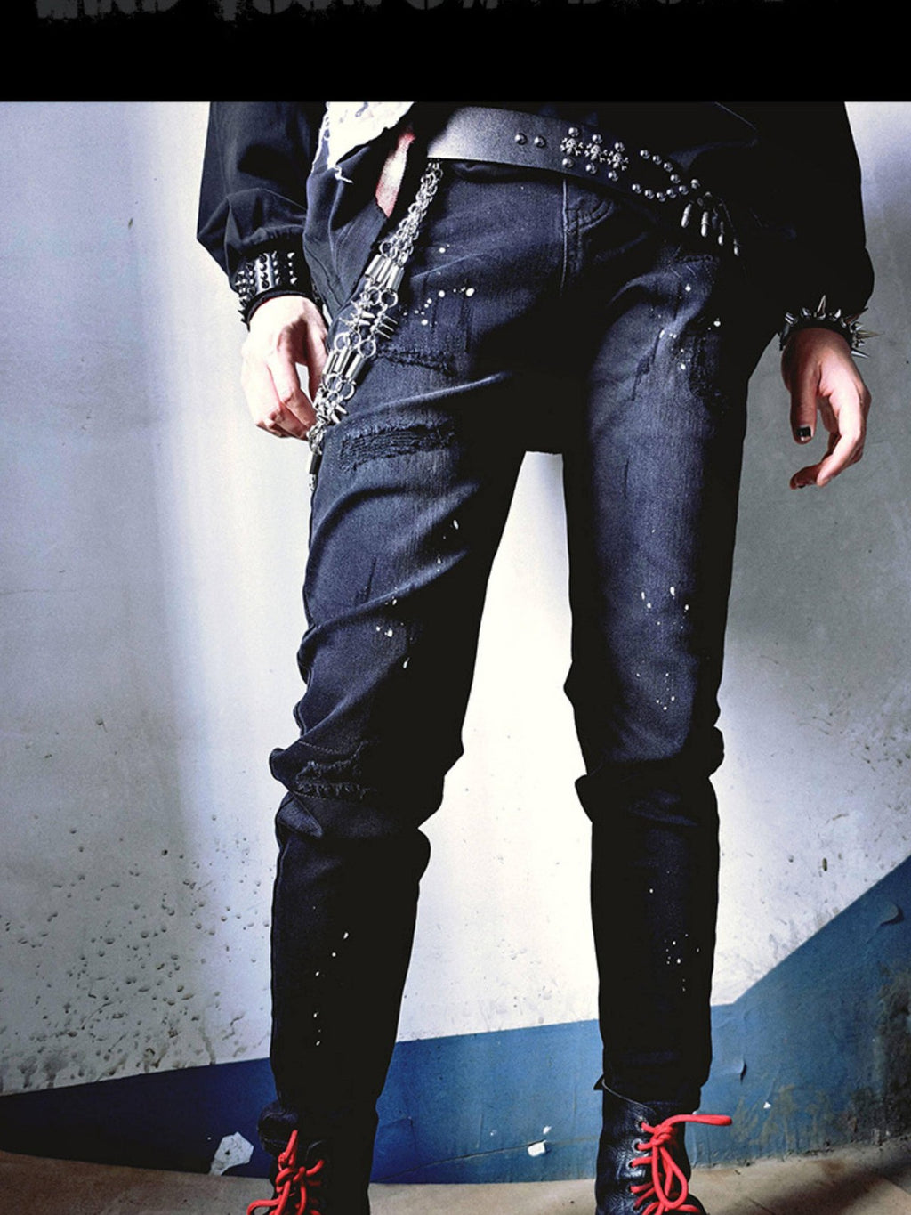 RebelSeed Dark Punk Embroidered Patch Washed Women's Denim Skinny Jeans