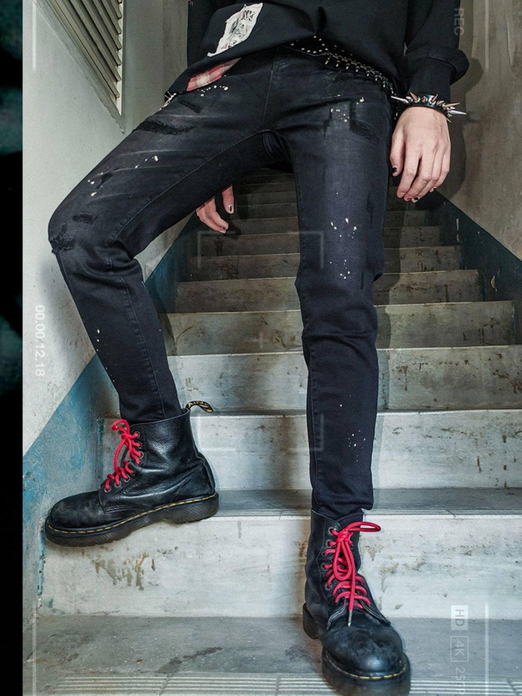 RebelSeed Dark Punk Embroidered Patch Washed Women's Denim Skinny Jeans