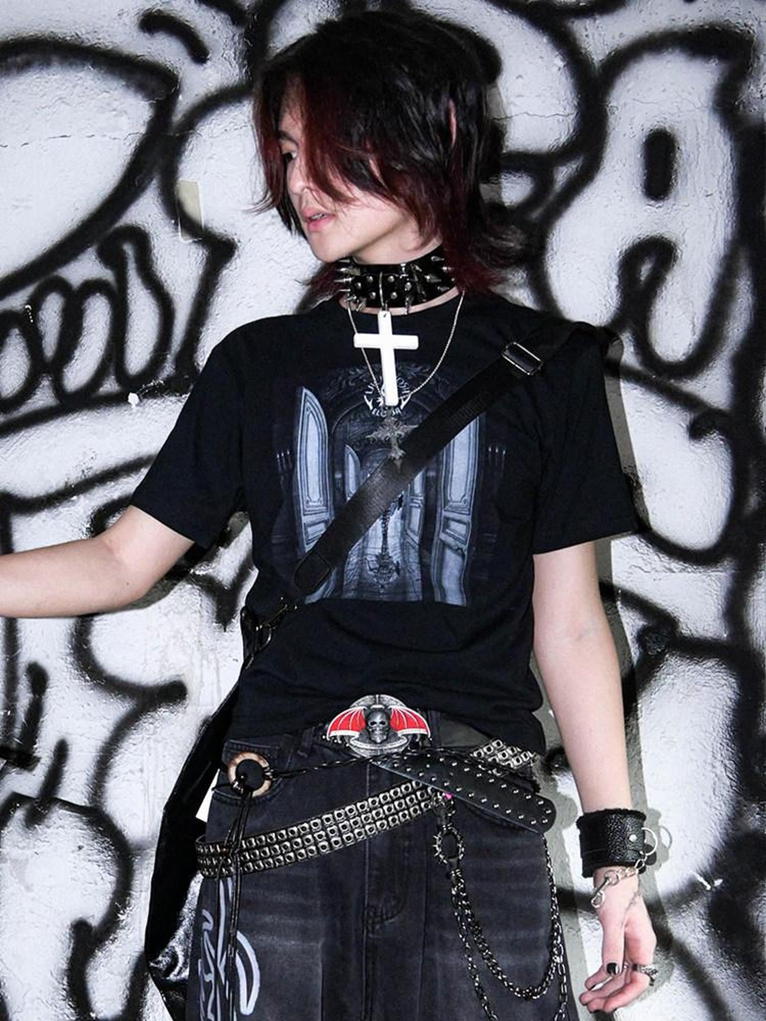 RebelSeed Dark Punk Heat Transfer Print Slim Women's Cotton Short Sleeve T-shirts