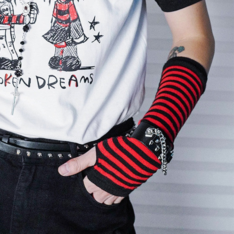 RebelSeed_Dark_Punk_Striped_Sleeve_Fishnet_Fingerless_Women's_Spandex_Gloves_&_Mittens_818469164199_MISSTT