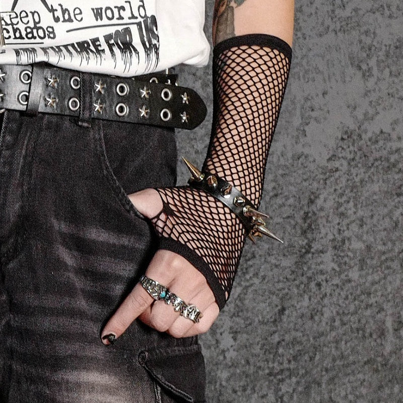 RebelSeed_Dark_Punk_Striped_Sleeve_Fishnet_Fingerless_Women's_Spandex_Gloves_&_Mittens_818469164199_MISSTT