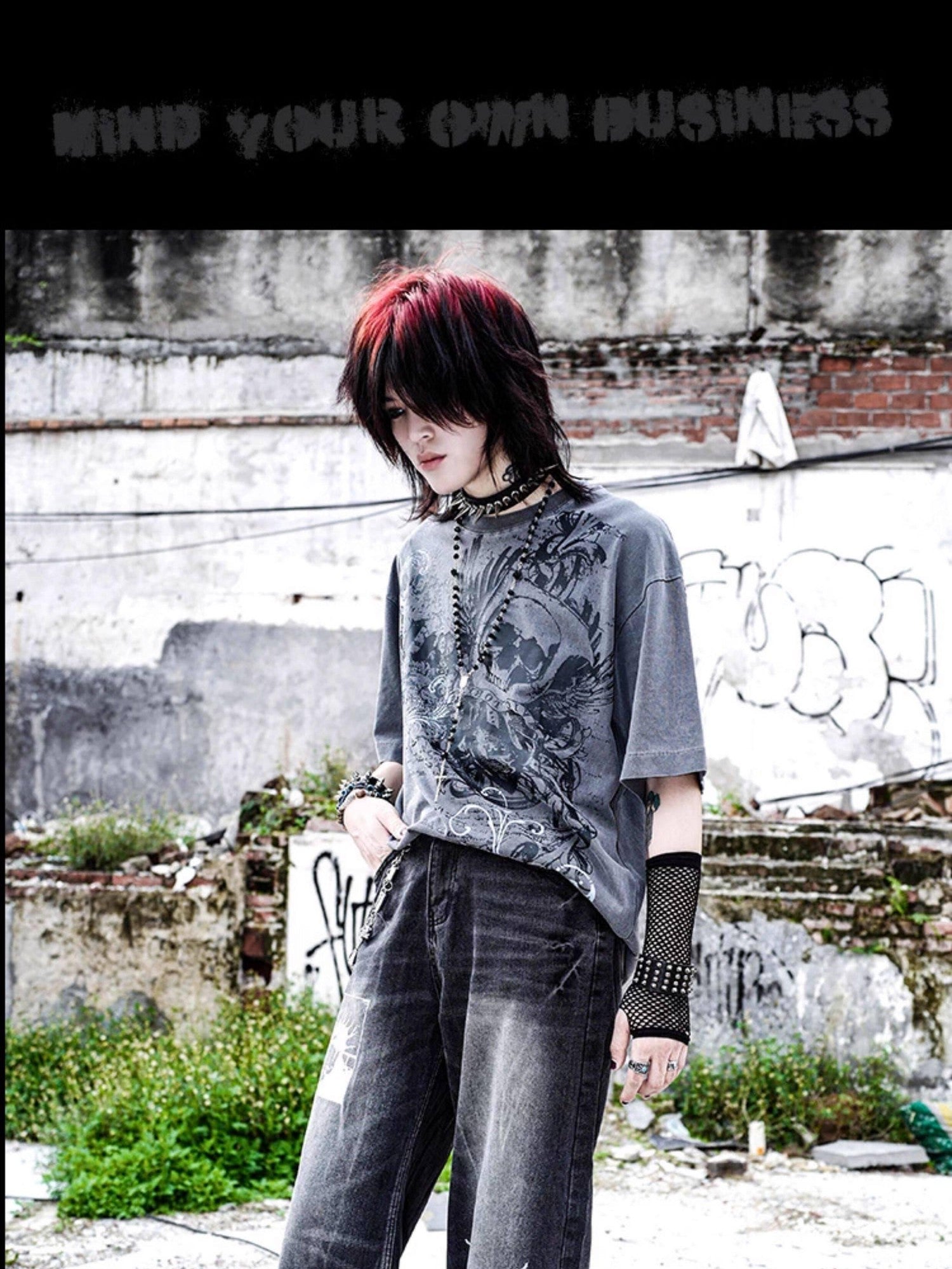 RebelSeed Dark Skull Demon Heat Transfer Print Punk Women's Cotton Short Sleeve T-shirts