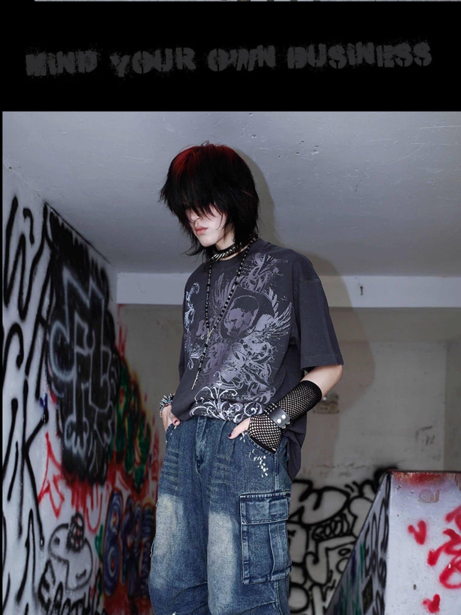 RebelSeed Dark Skull Demon Heat Transfer Print Punk Women's Cotton Short Sleeve T-shirts