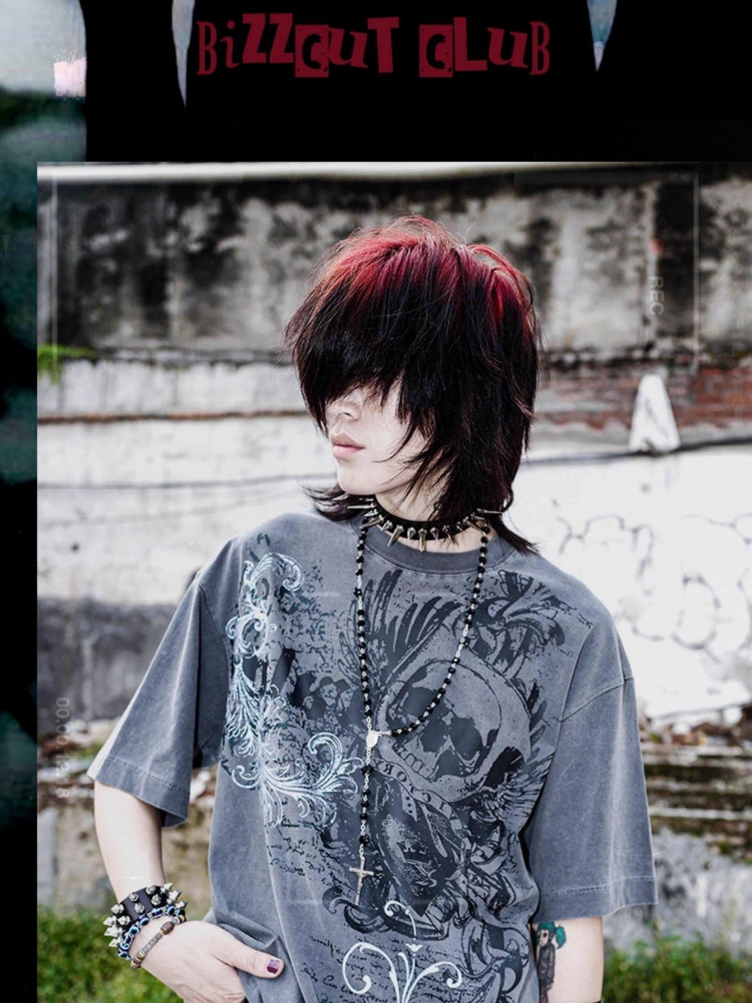 RebelSeed Dark Skull Demon Heat Transfer Print Punk Women's Cotton Short Sleeve T-shirts
