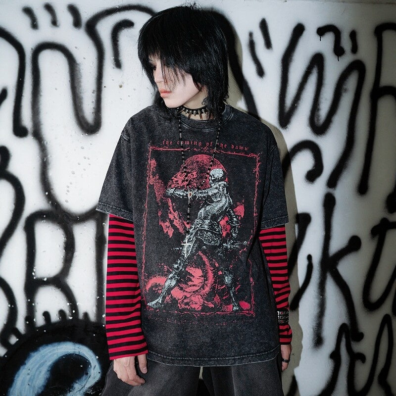 RebelSeed_Dark_Striped_Art_Heat_Transfer_Print_Women's_Cotton_Long_Sleeve_T-shirts_1014359362532_MISSTT