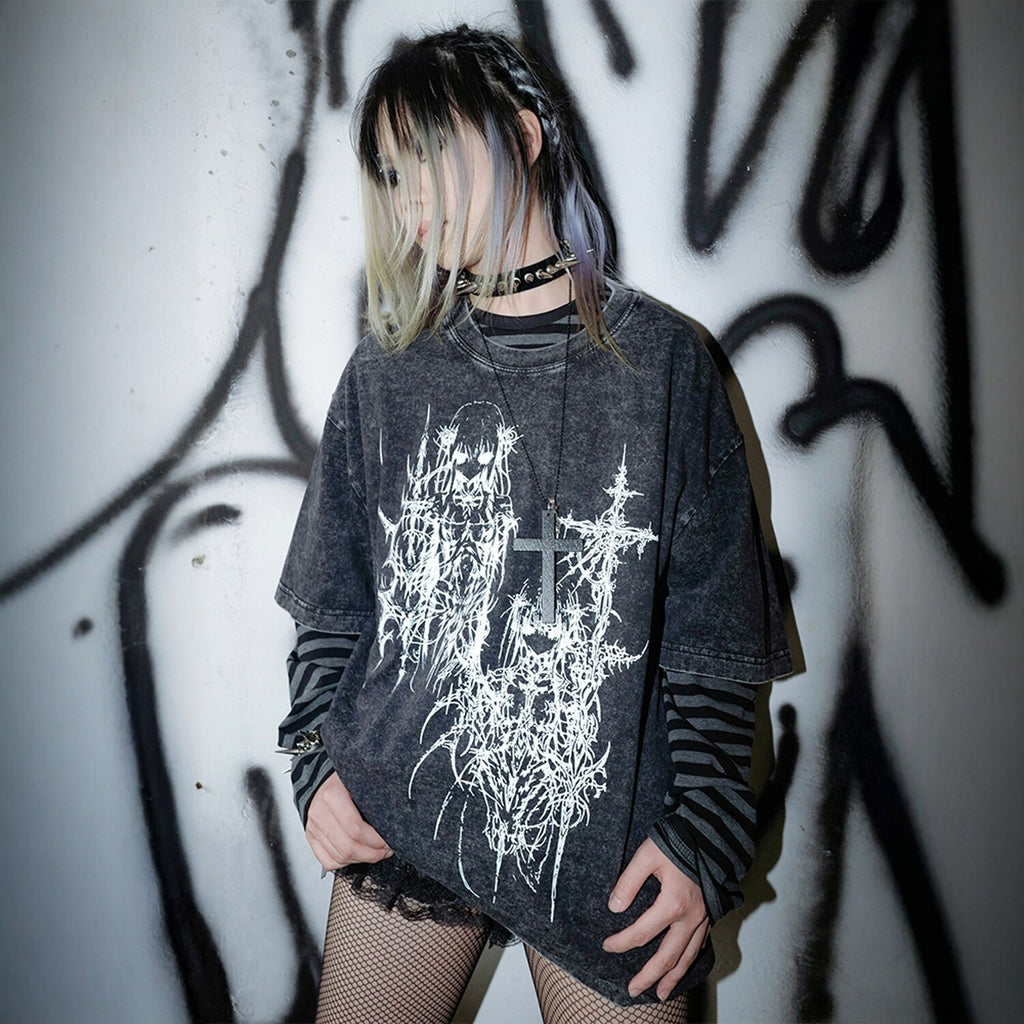 RebelSeed_Dark_Subculture_Striped_Print_Heat_Transfer_Women's_Cotton_Long_Sleeve_T-shirts_1014359386614_MISSTT
