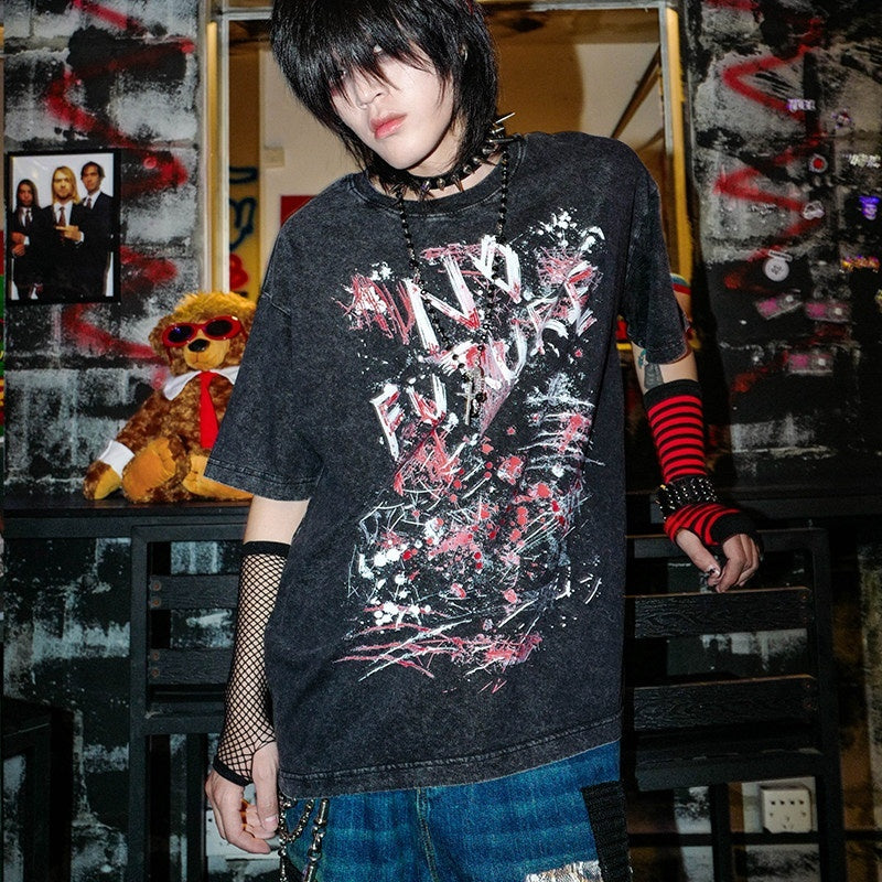 RebelSeed_Distressed_Graffiti_Heat_Transfer_Punk_Women's_Cotton_Short_Sleeve_T-shirts_902836947729_MISSTT
