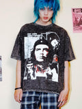 RebelSeed Distressed Graphic Crewneck Loose Fit Women's Cotton Short Sleeve T-shirts