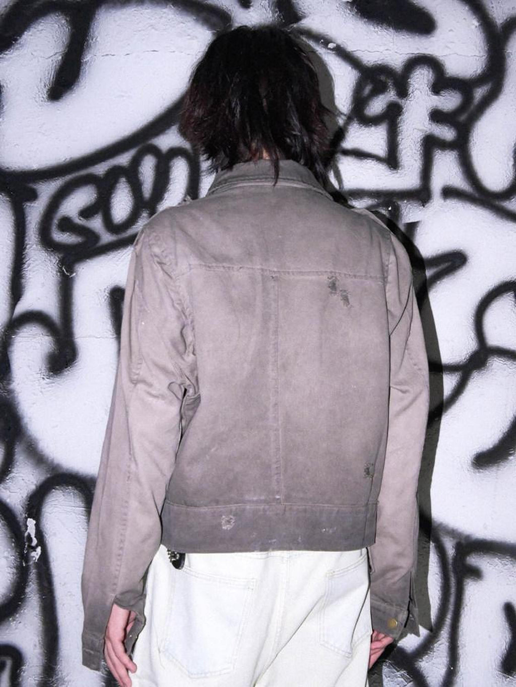RebelSeed Distressed Gray Punk Print Hooded Women's Cotton Cropped Jackets