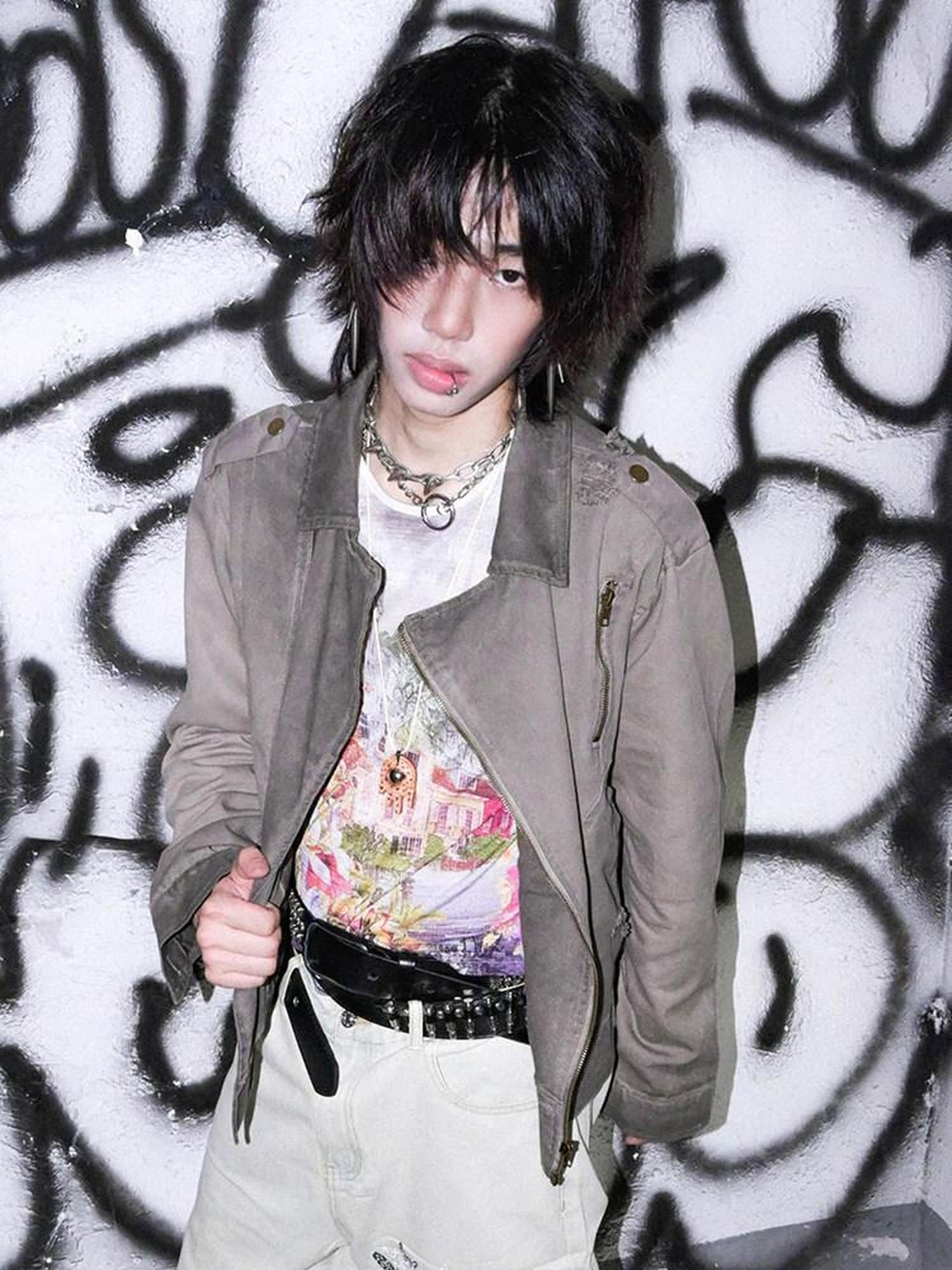 RebelSeed Distressed Gray Punk Print Hooded Women's Cotton Cropped Jackets