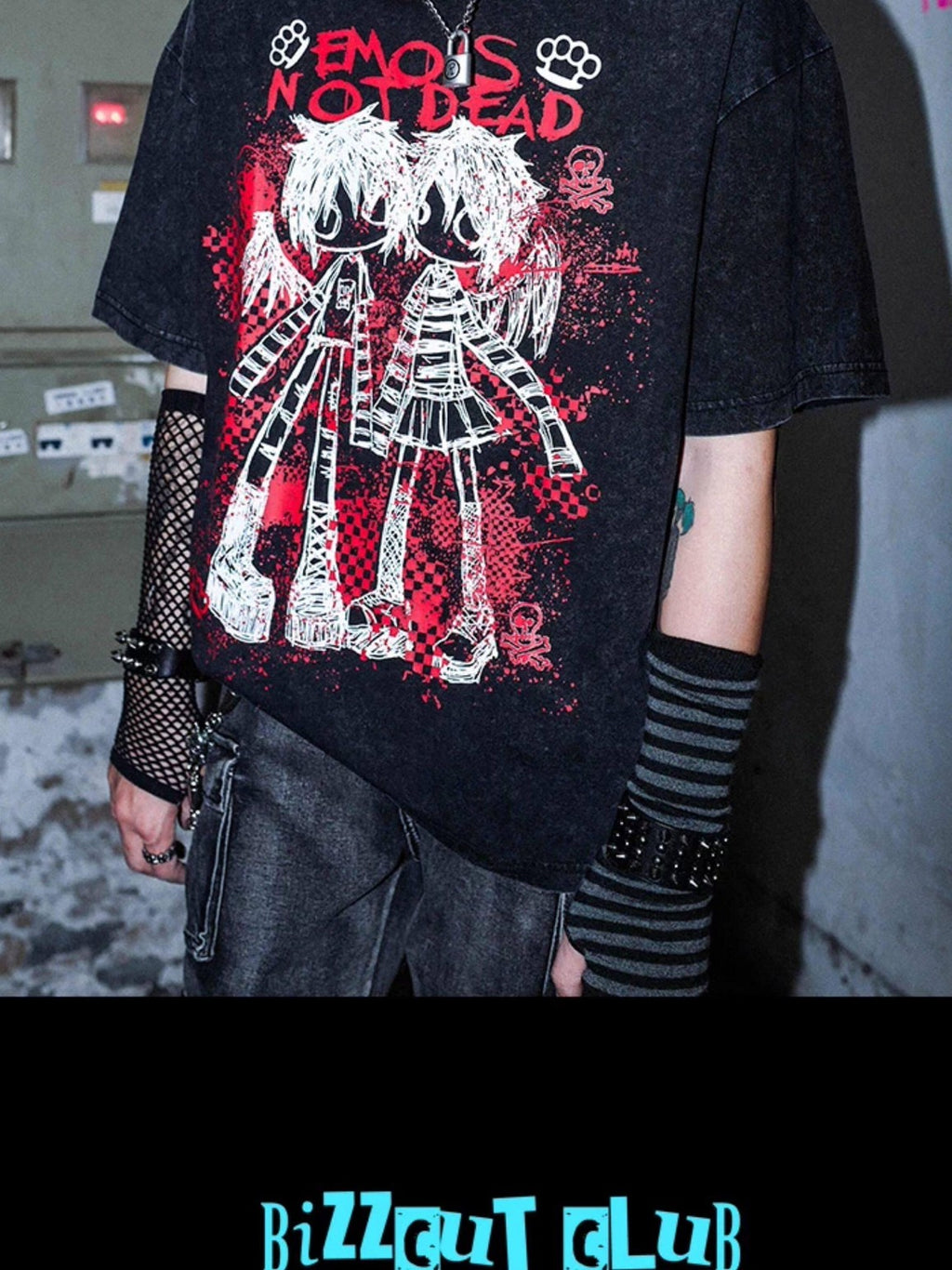 RebelSeed Distressed Punk Animal Print Women's Cotton Fleece Short Sleeve T-shirts