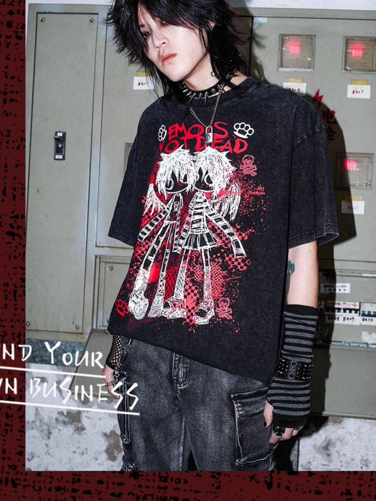 RebelSeed Distressed Punk Animal Print Women's Cotton Fleece Short Sleeve T-shirts