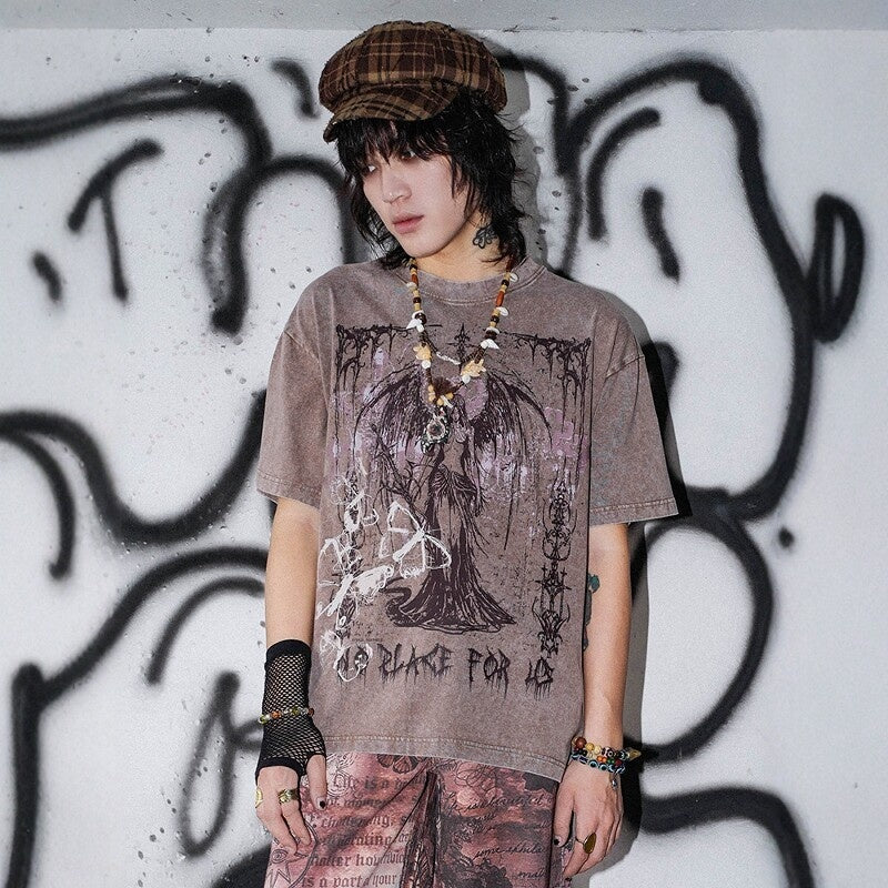 RebelSeed_Distressed_Skull_Demon_Heat_Transfer_Women's_Cotton_Short_Sleeve_T-shirts_933320893498_MISSTT