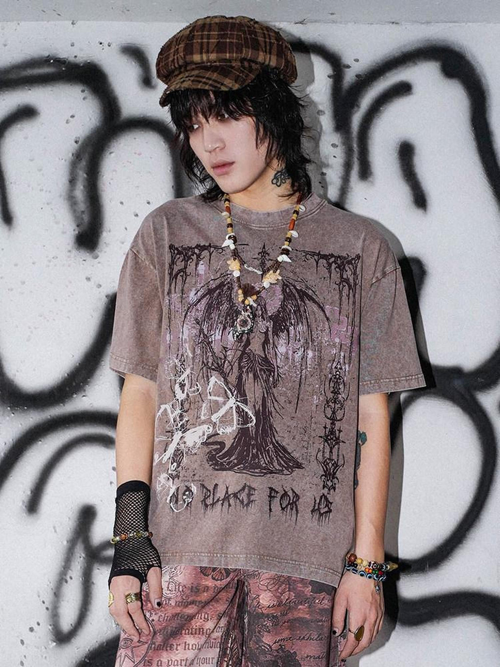 RebelSeed Distressed Skull Demon Heat Transfer Women's Cotton Short Sleeve T-shirts