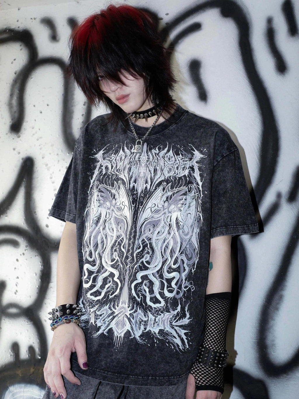 RebelSeed Distressed Skull Heat Transfer Print Loose Women's Cotton Short Sleeve T-shirts