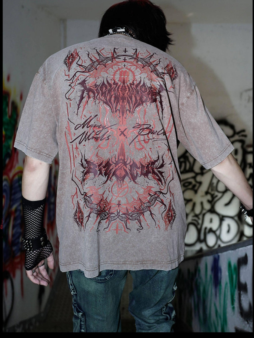 RebelSeed Distressed Skull Heat Transfer Print Loose Women's Cotton Short Sleeve T-shirts