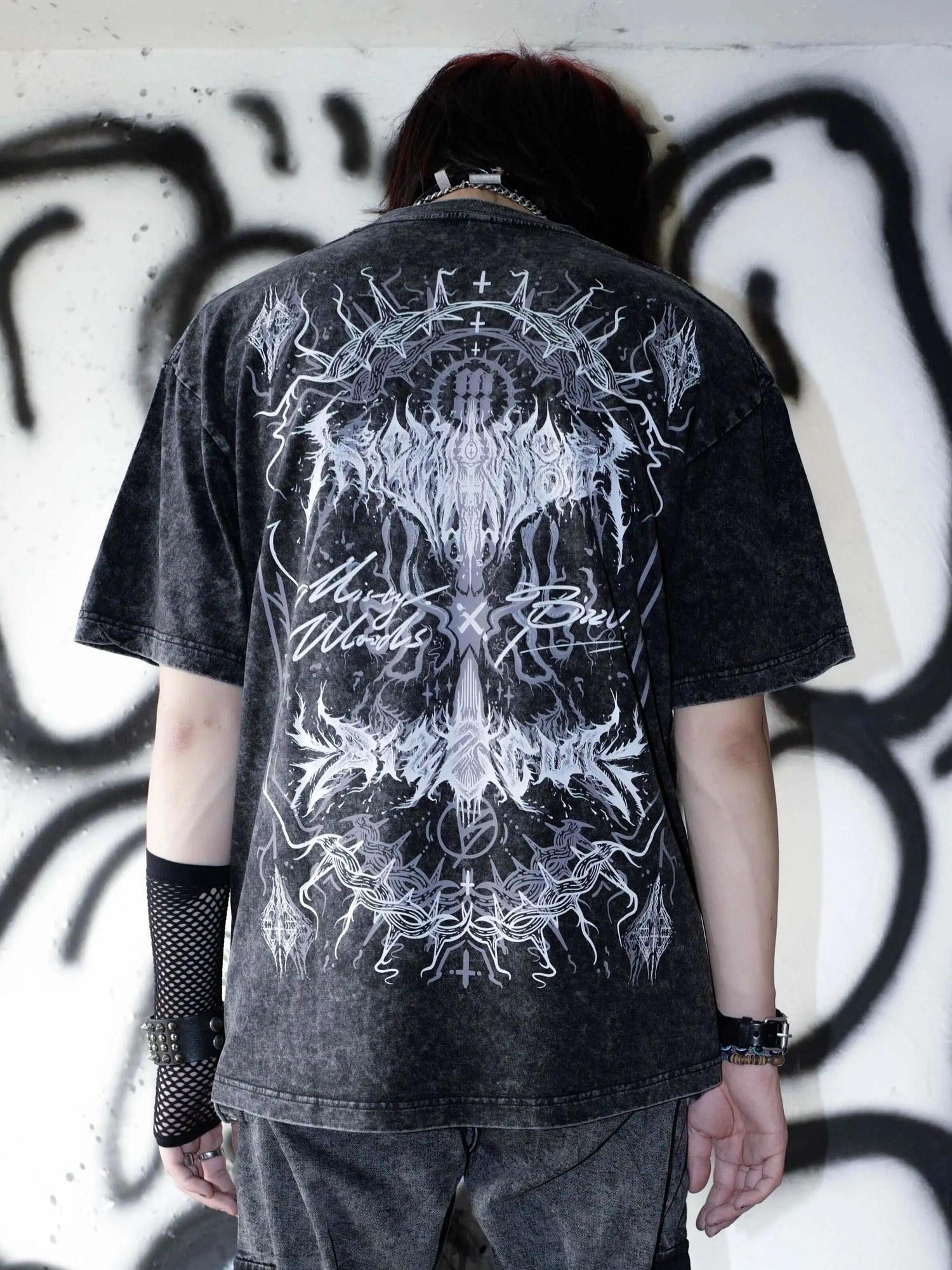 RebelSeed Distressed Skull Heat Transfer Print Punk Women's Cotton Short Sleeve T-shirts