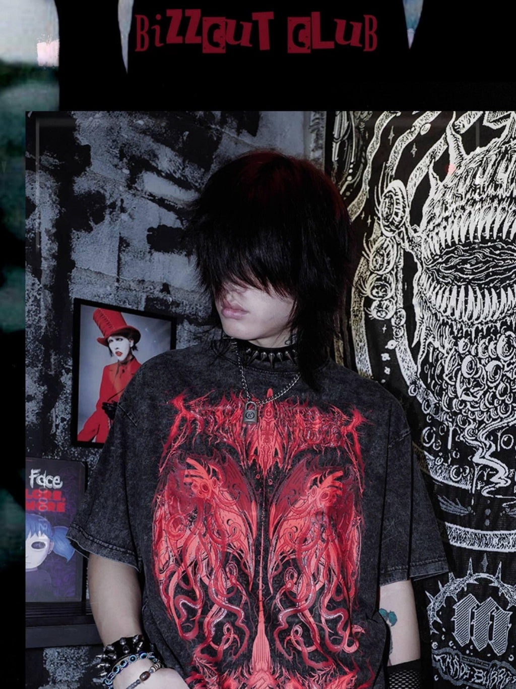 RebelSeed Distressed Skull Heat Transfer Print Punk Women's Cotton Short Sleeve T-shirts