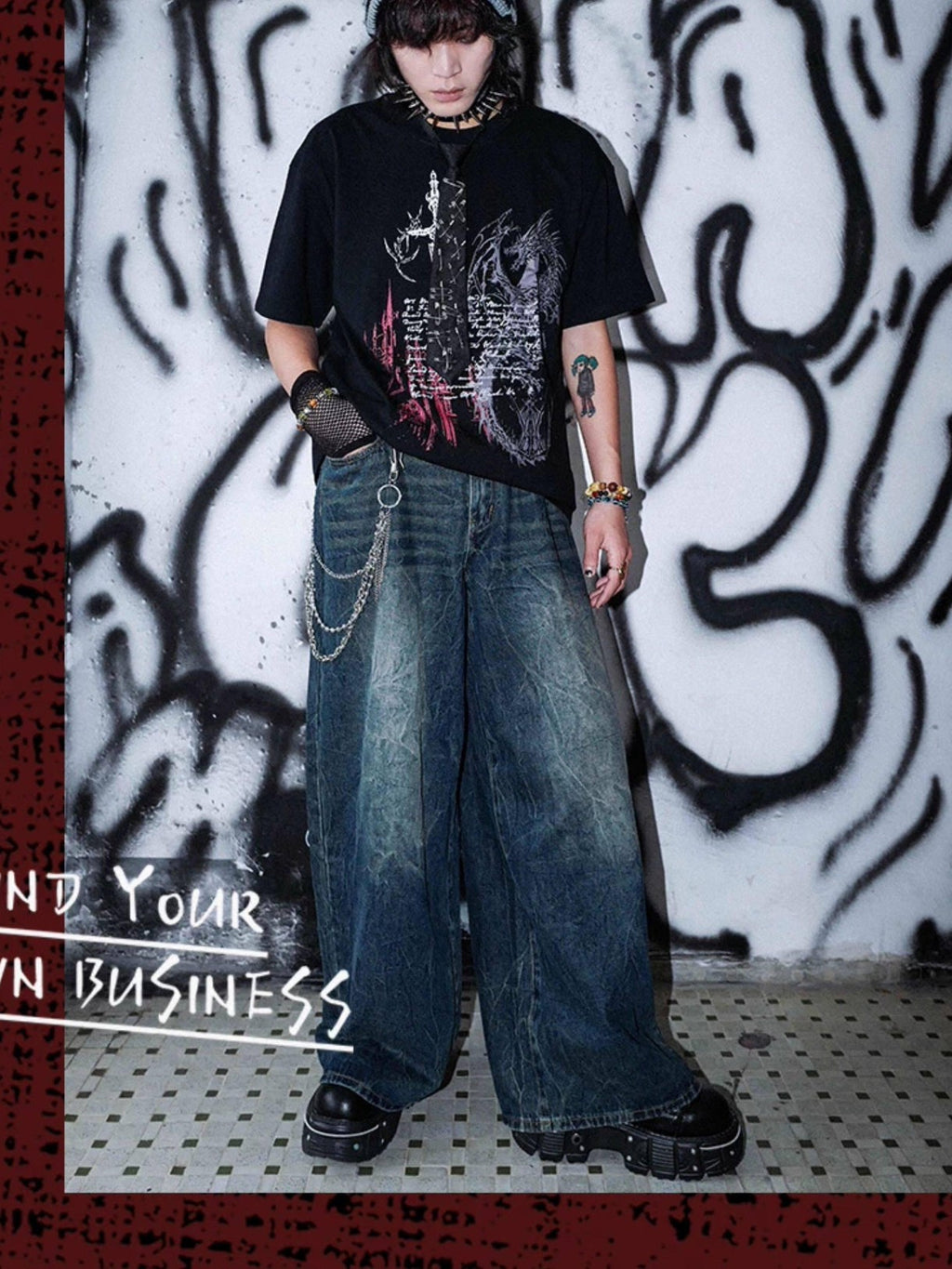 RebelSeed Dragon Hot Stamp Punk Women's Cotton Drop Shoulder Short Sleeve T-shirts
