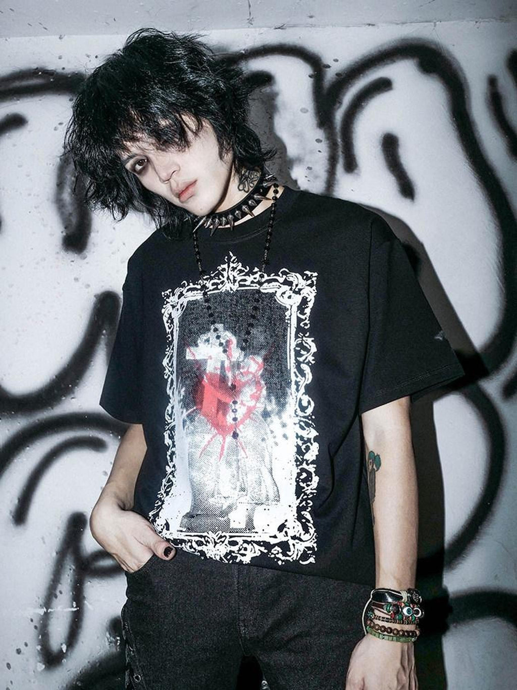 RebelSeed Dusky Rift Figure Print Heat Transfer Loose Women's Cotton Short Sleeve T-shirts