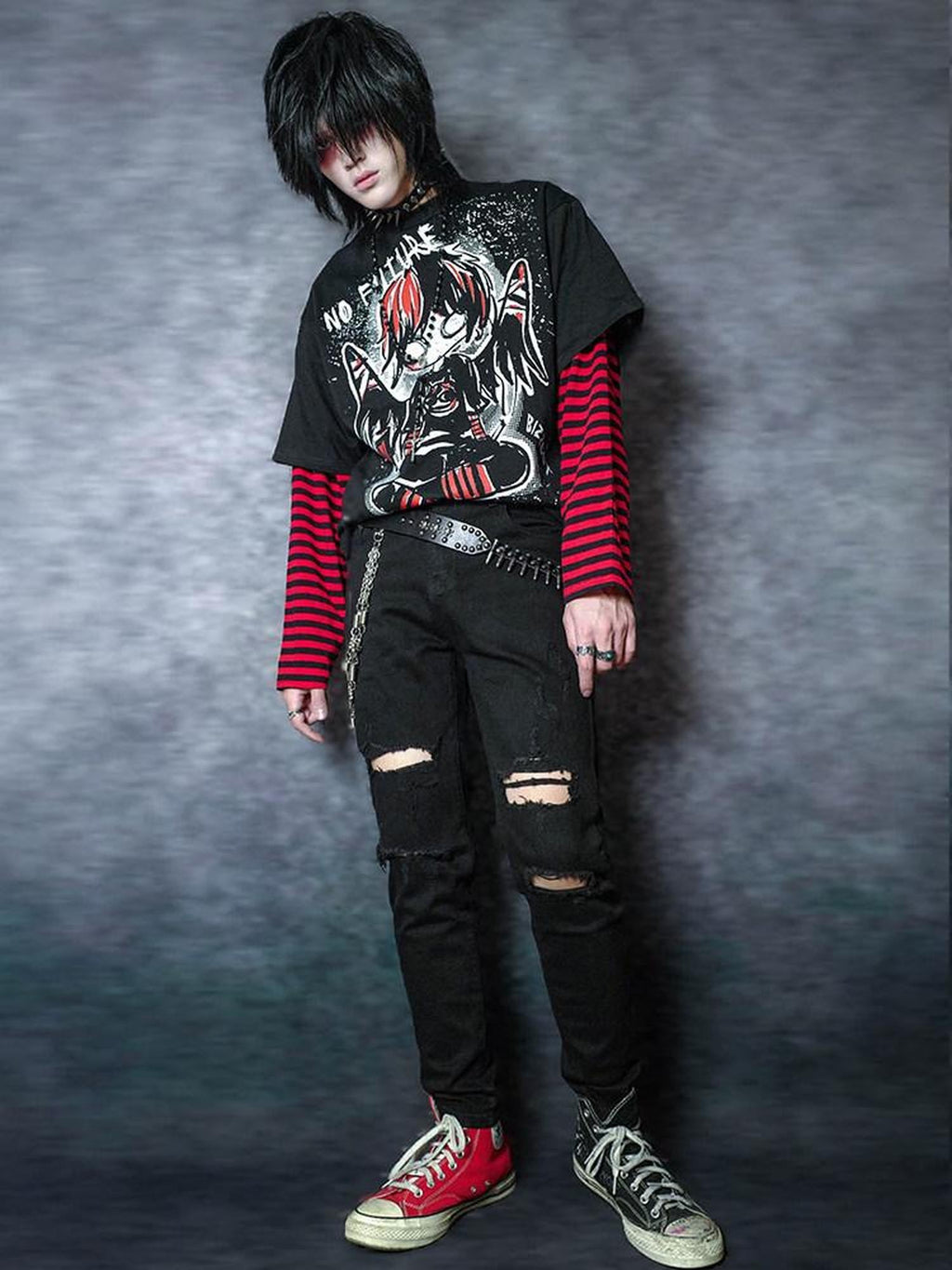 RebelSeed Embroidered Ripped Waterwashed Punk Women's Denim Slim Pencil Distressed Jeans