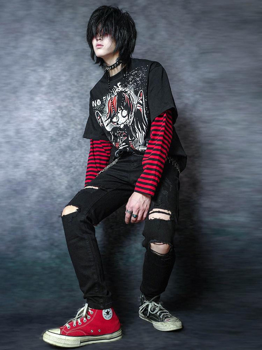 RebelSeed Embroidered Ripped Waterwashed Punk Women's Denim Slim Pencil Distressed Jeans