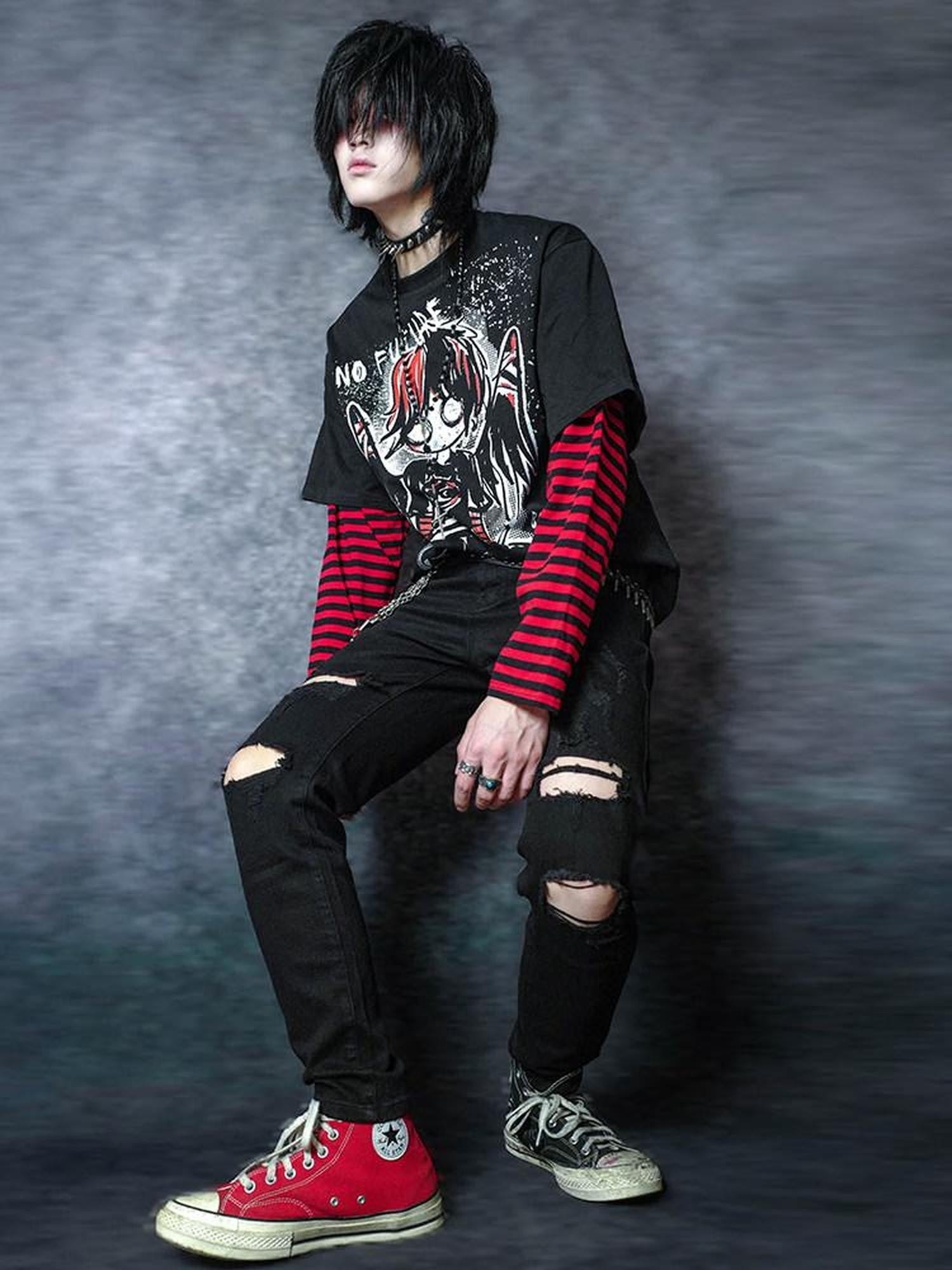 RebelSeed Embroidered Ripped Waterwashed Punk Women's Denim Slim Pencil Distressed Jeans