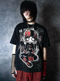 RebelSeed Emo Angel Cartoon Heat Transfer Print Women's Modal Short Sleeve T-shirts