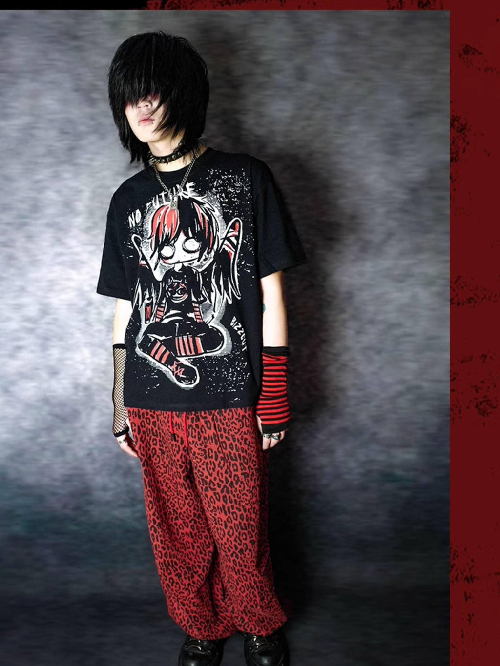 RebelSeed Emo Angel Cartoon Heat Transfer Print Women's Modal Short Sleeve T-shirts