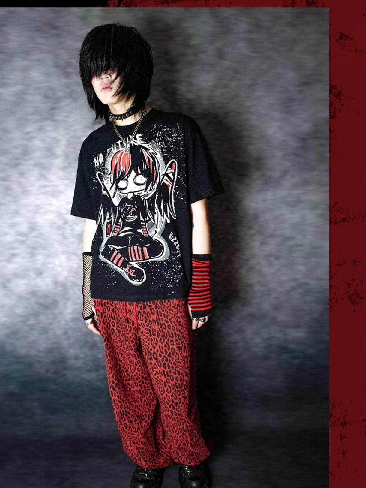 RebelSeed Emo Angel Cartoon Heat Transfer Print Women's Modal Short Sleeve T-shirts
