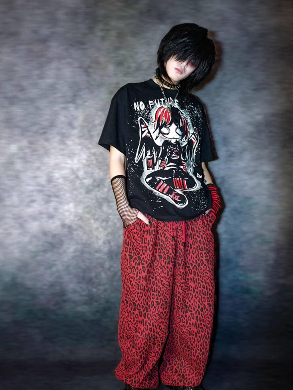 RebelSeed Emo Angel Cartoon Heat Transfer Print Women's Modal Short Sleeve T-shirts